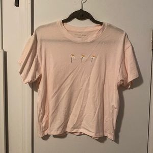 American Eagle Light Pink Flower Baby Tee